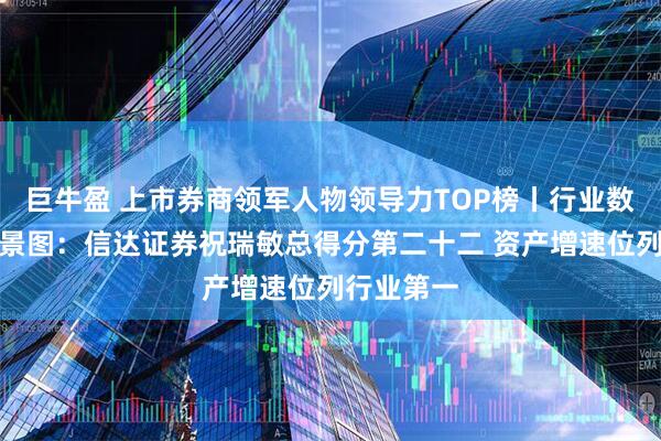 巨牛盈 上市券商领军人物领导力TOP榜丨行业数据评价全景图：信达证券祝瑞敏总得分第二十二 资产增速位列行业第一